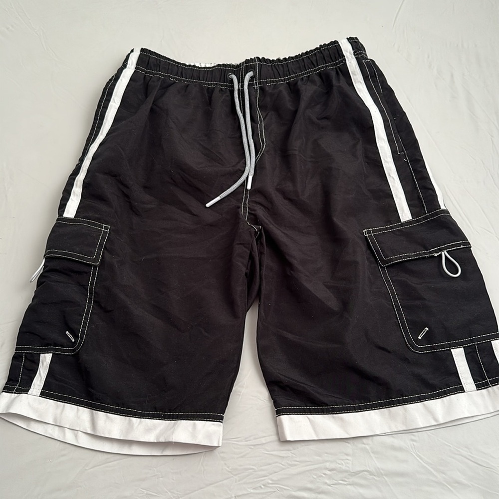 Hanalei Bay black and white mesh lined swim trunks